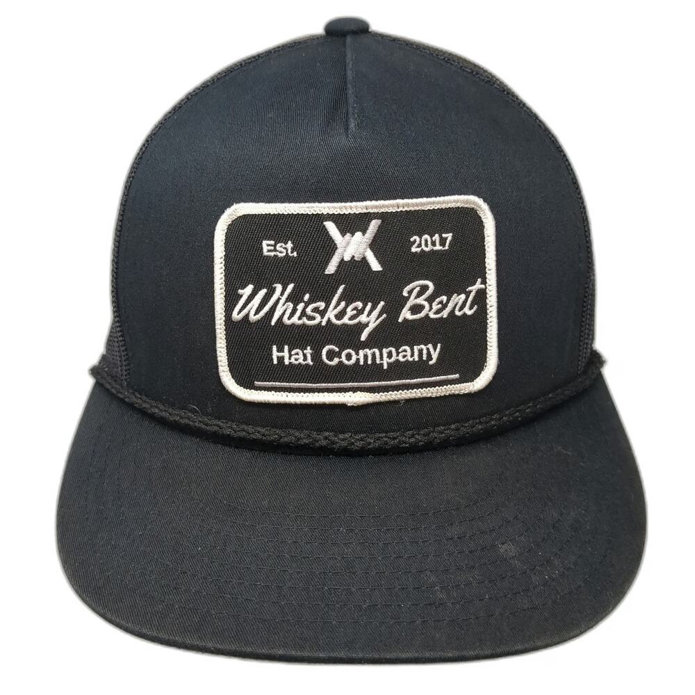 Whiskey Bent Hat Company Trucker Hat Black One Size Rope Mesh Back Logo Snapback